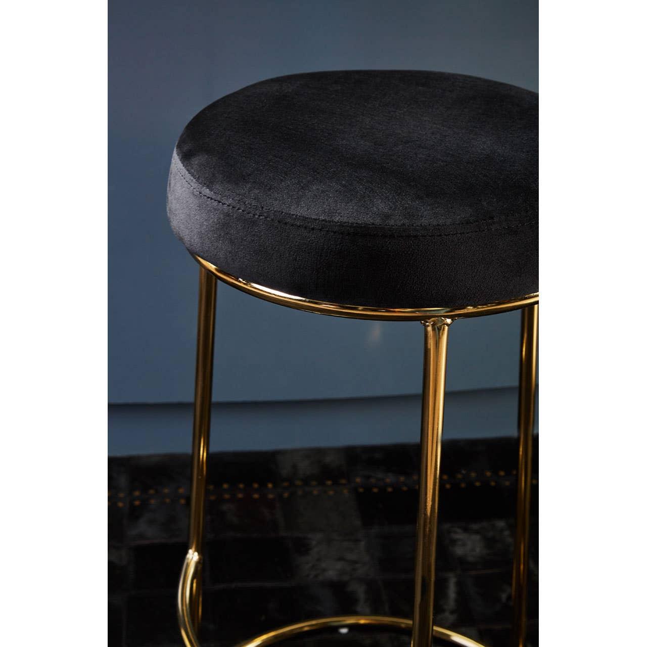 Luxe Black Velvet Bar Stool