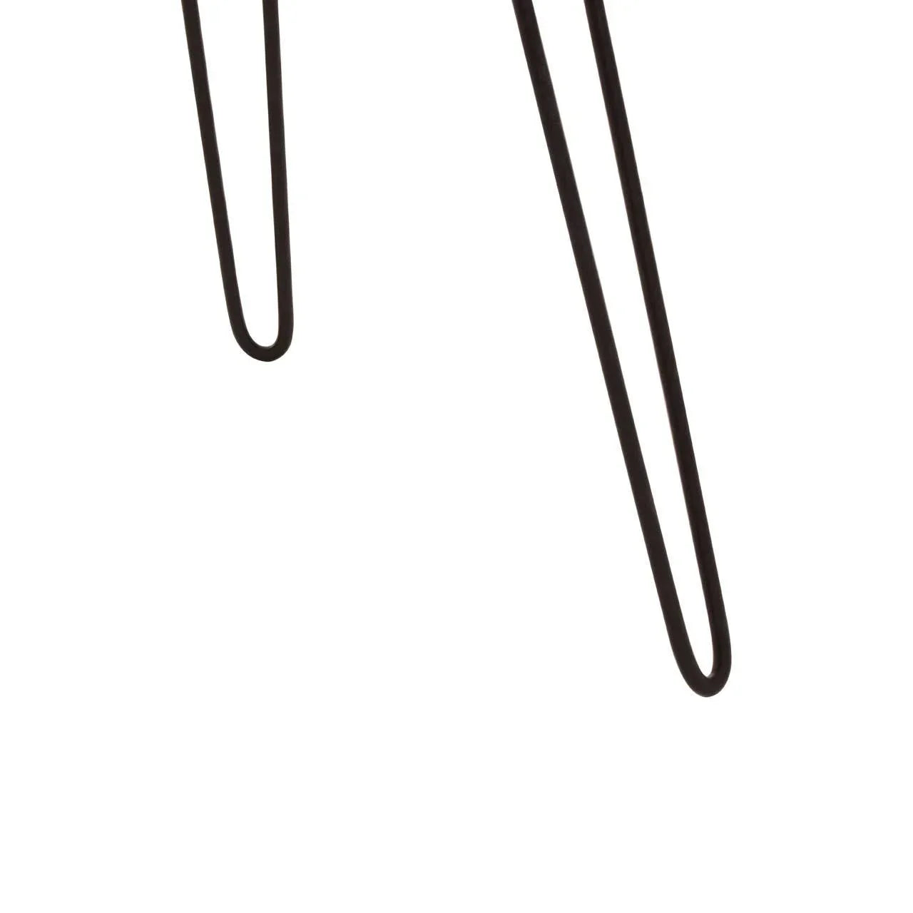 Black metal hairpin table legs closeup on white background