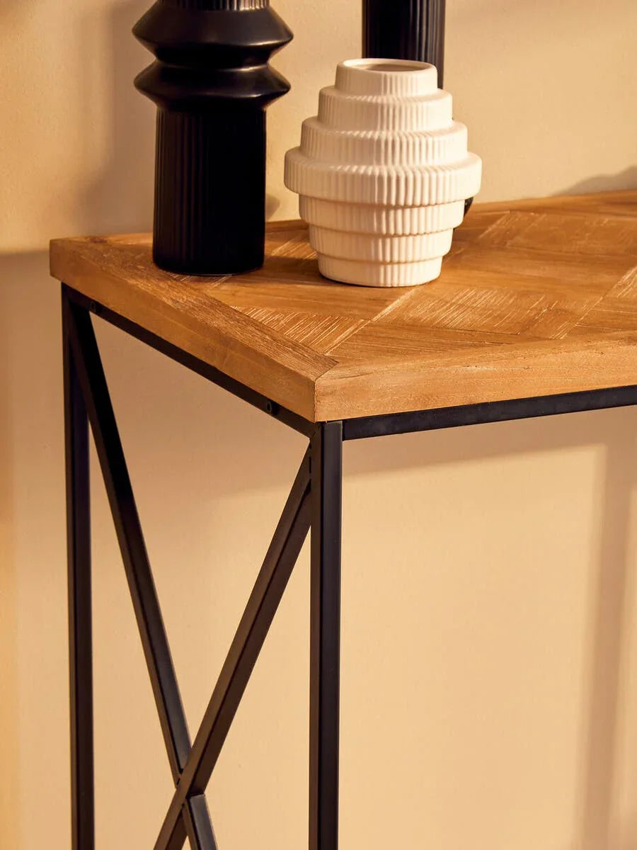 Rustic Luxe Parquet Console Table