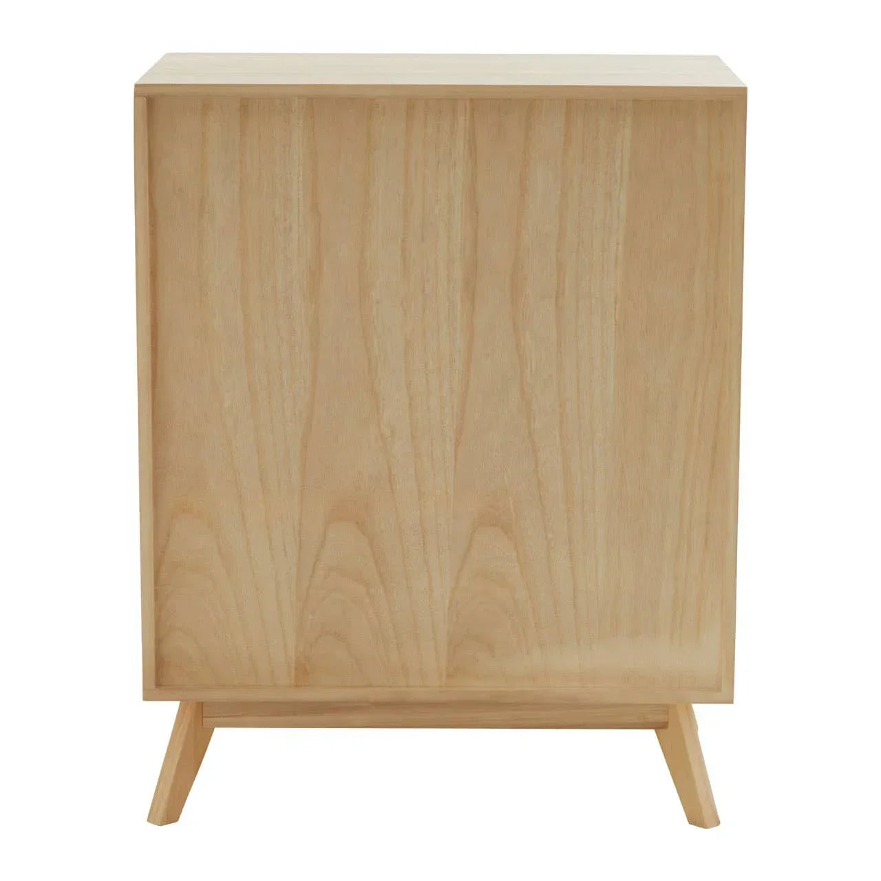 Natural wood cabinet with subtle grain pattern viewed from the side