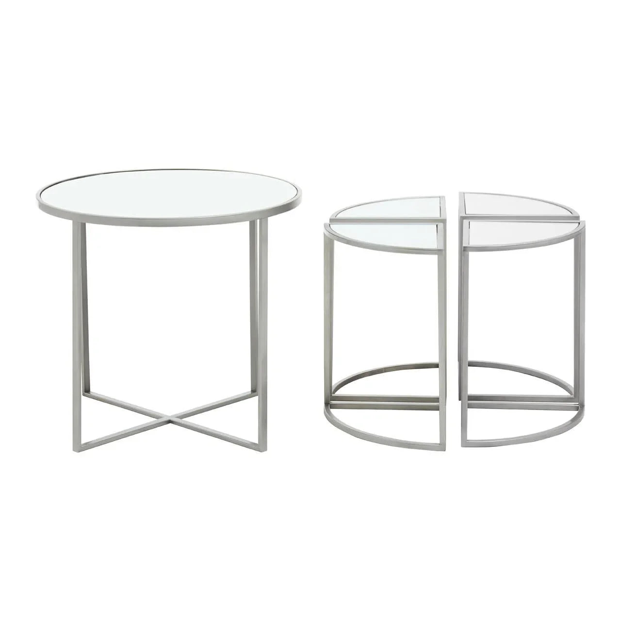 Stackable Silver Iron Tables Set