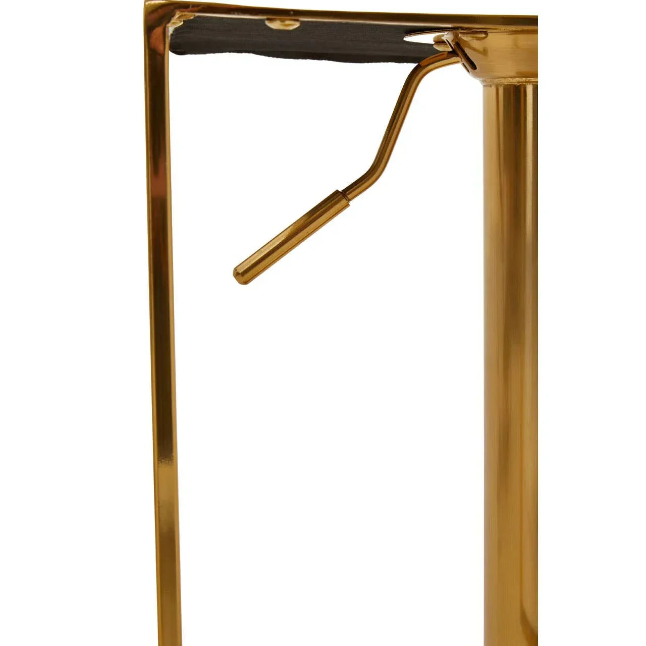 Gold metal bar stool base with footrest detail and height adjustment lever