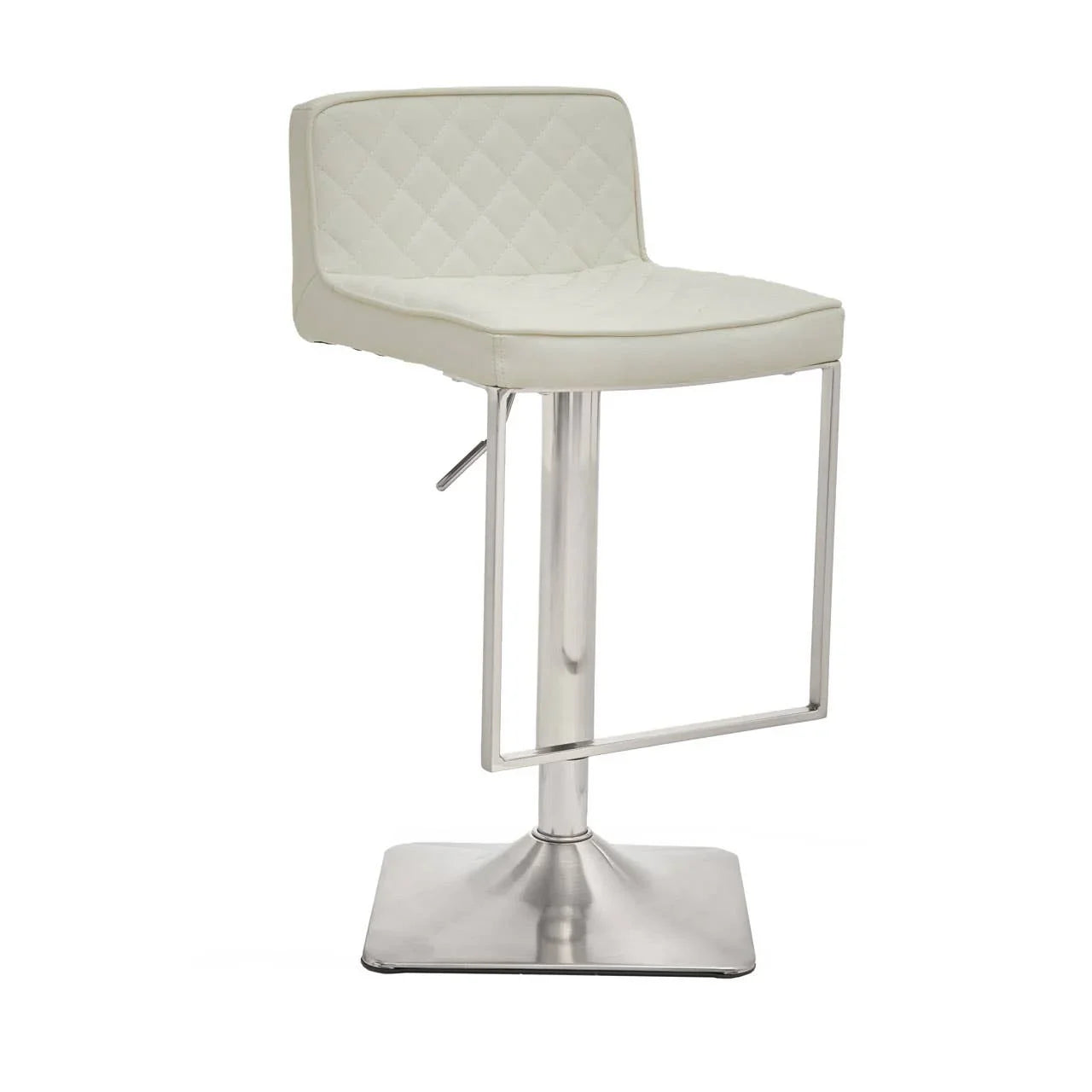 Luxe White Leather Barstool