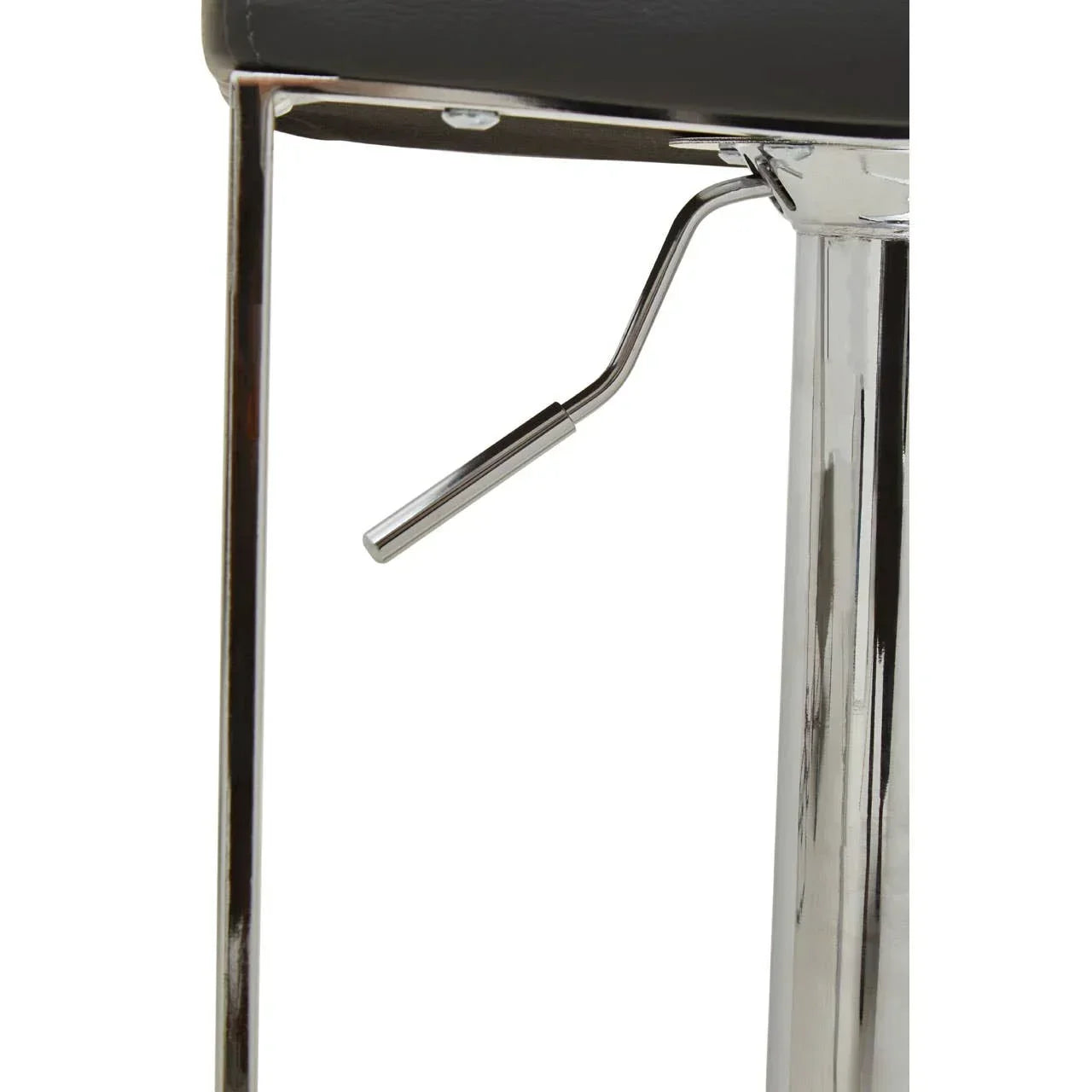 Chrome bar stool gas lift lever and leg detail
