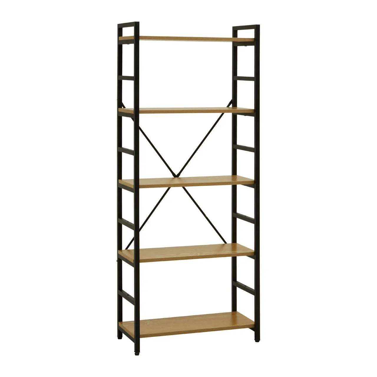 Oak X-Frame 5-Tier Shelf