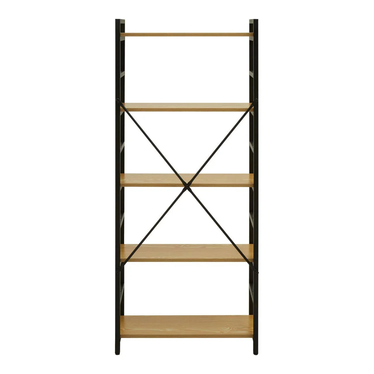 Oak X-Frame 5-Tier Shelf