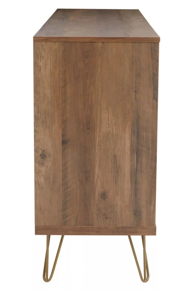 Flori Wood Veneer Sideboard with Metal Legs