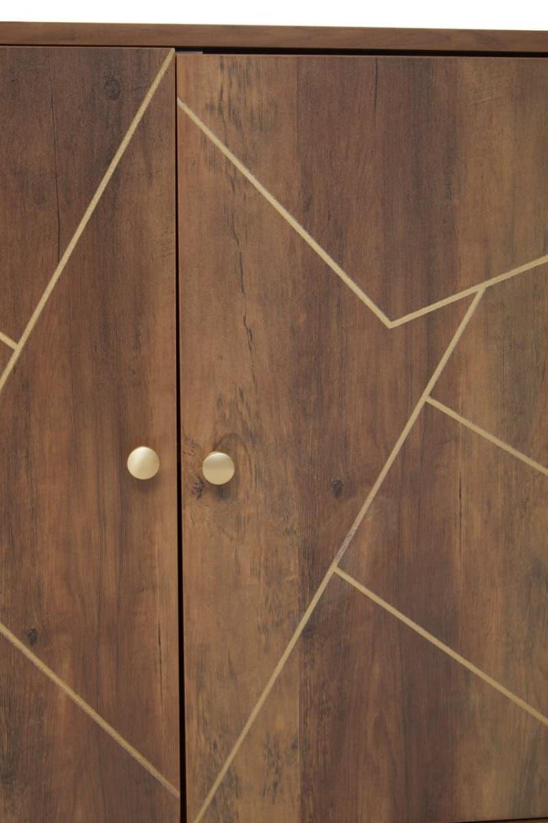 Flori Wood Veneer Sideboard with Metal Legs