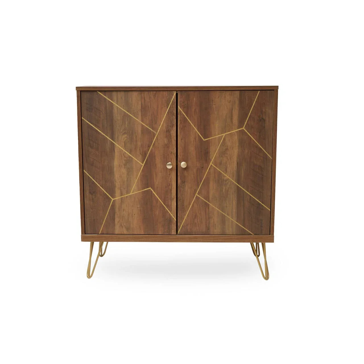Flori Wood Veneer Sideboard with Metal Legs