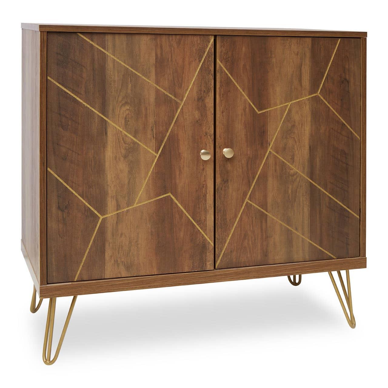 Flori Wood Veneer Sideboard with Metal Legs
