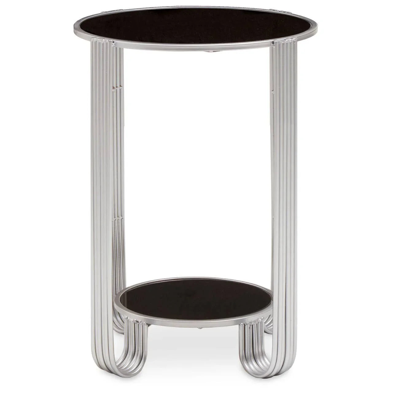 Sleek Round Black Silver Table
