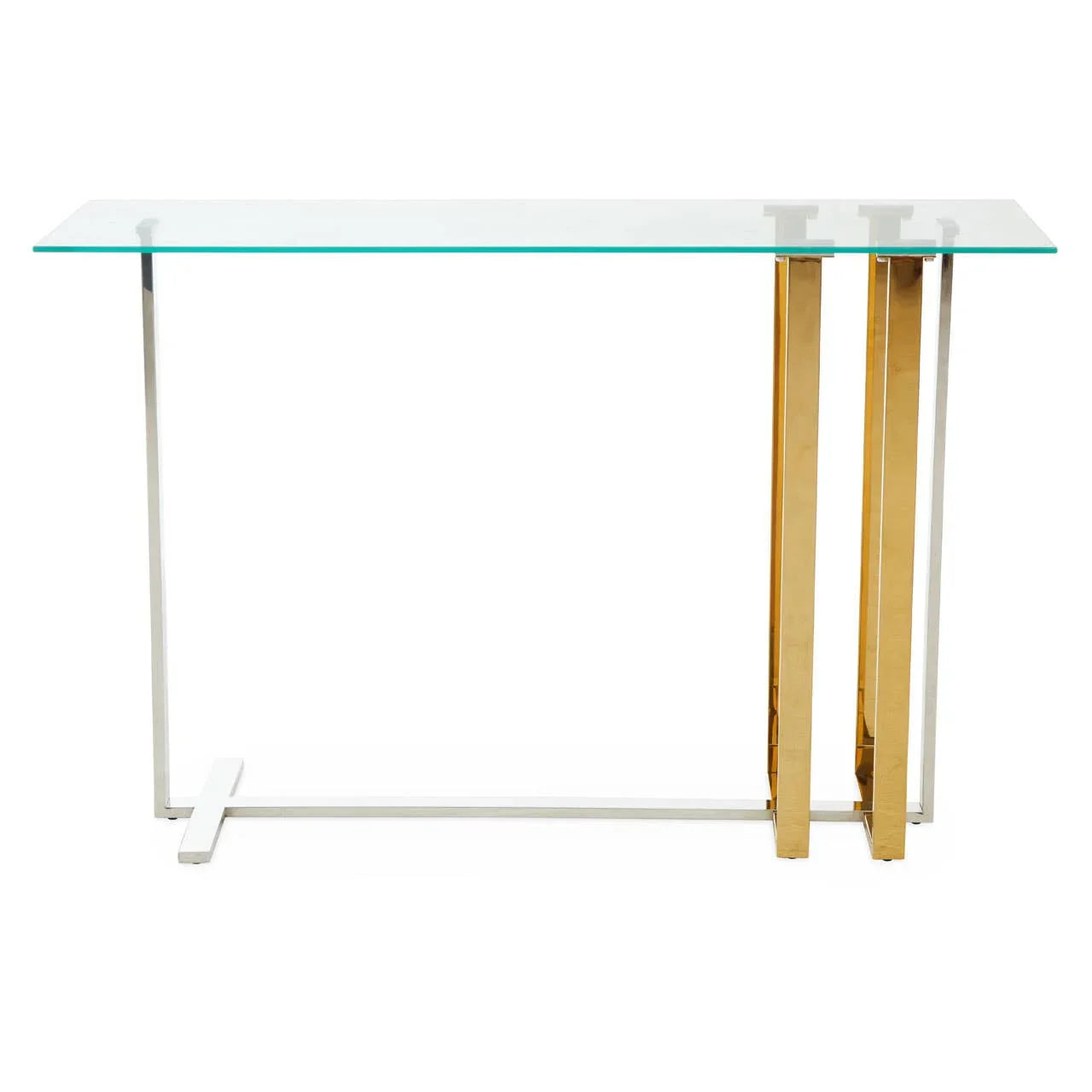 Golden Steel Glass Console Table