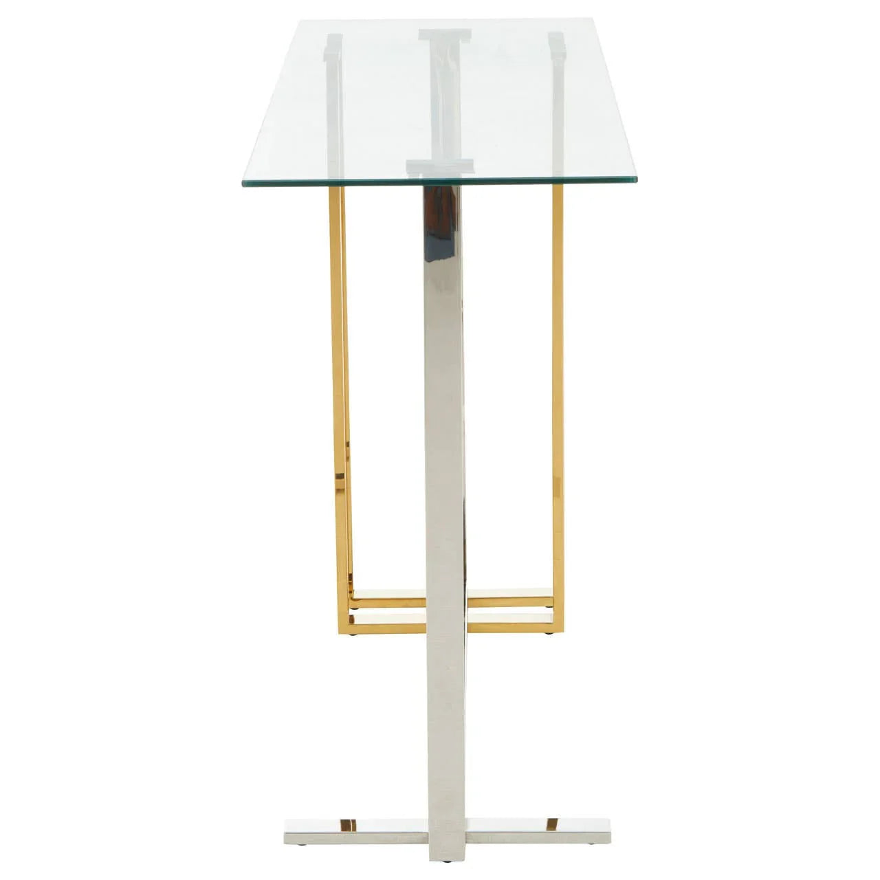 Golden Steel Glass Console Table