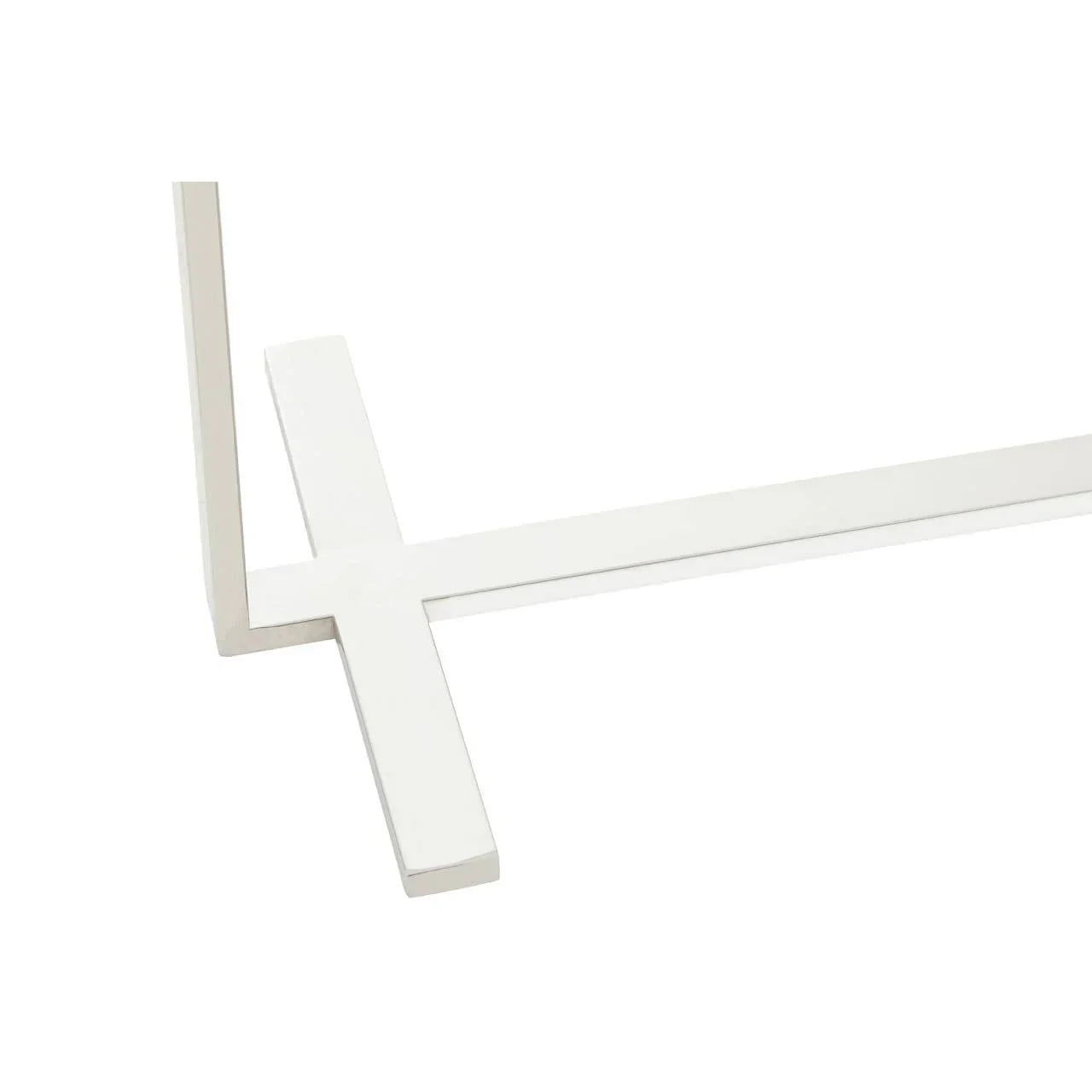 White metal table leg base with modern cross design