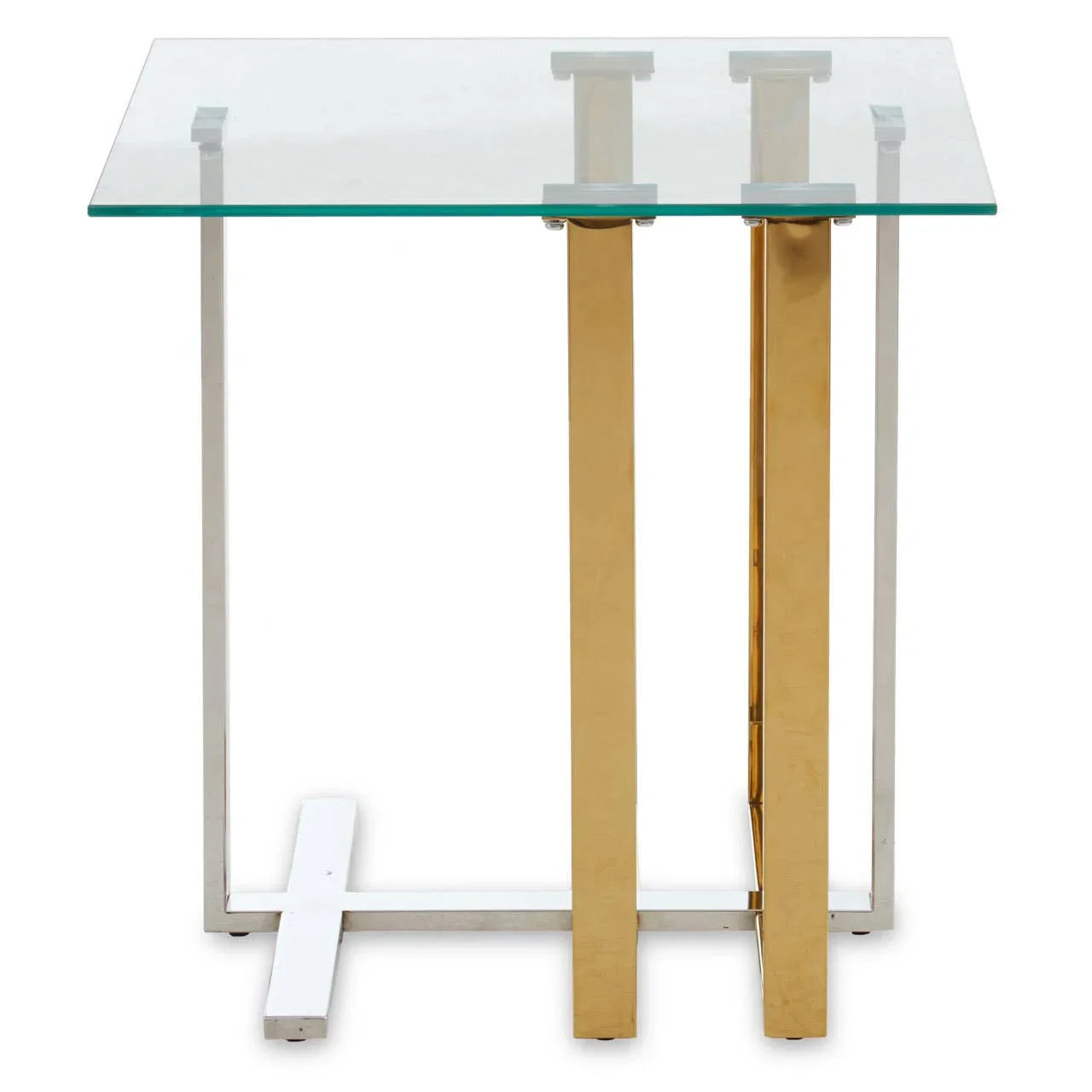 Golden Steel Glass End Table