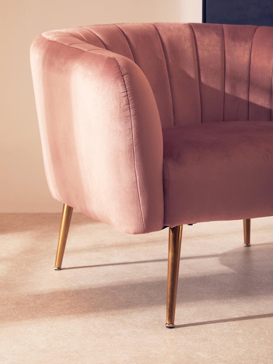 Plush Pink Velvet Accent Chair