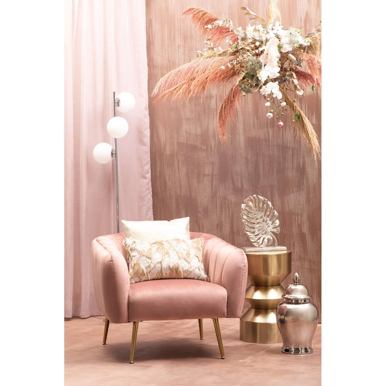 Plush Pink Velvet Accent Chair