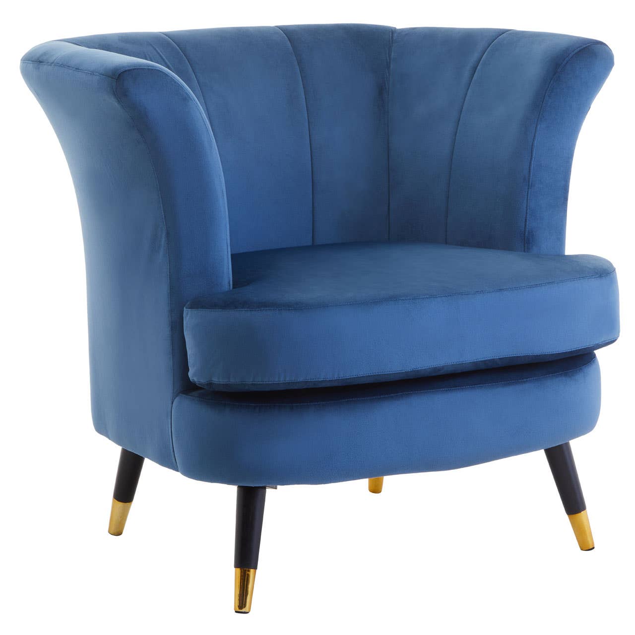Midnight Velvet Scalloped Accent Chair