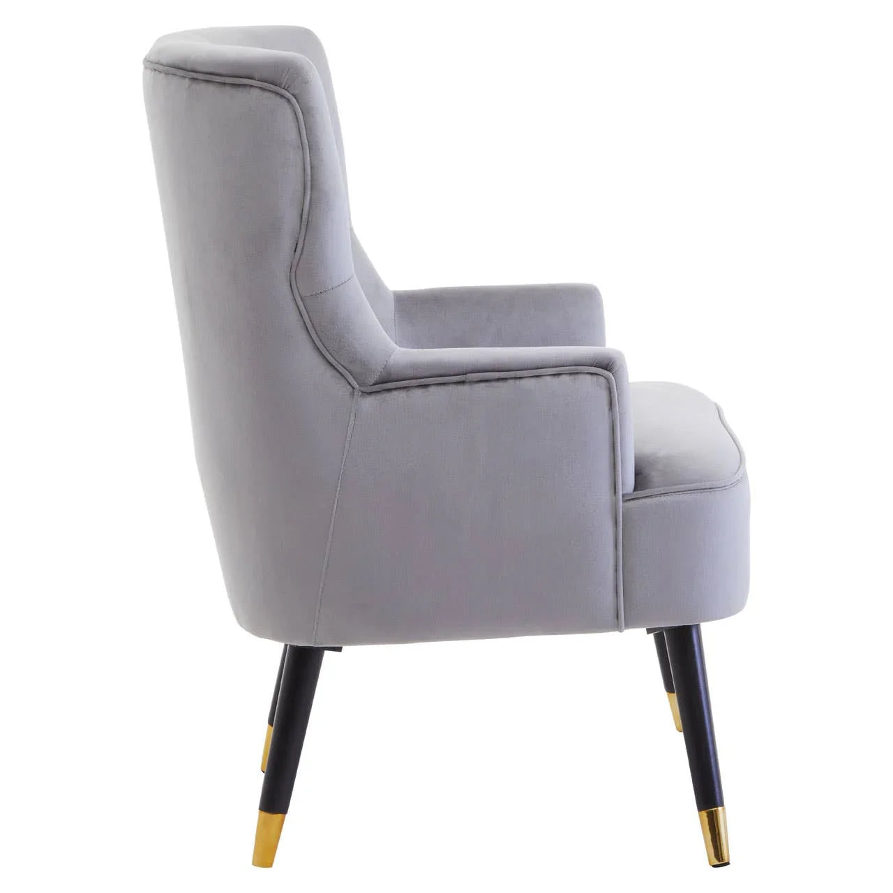 Luxe Grey Velvet Tufted Chair
