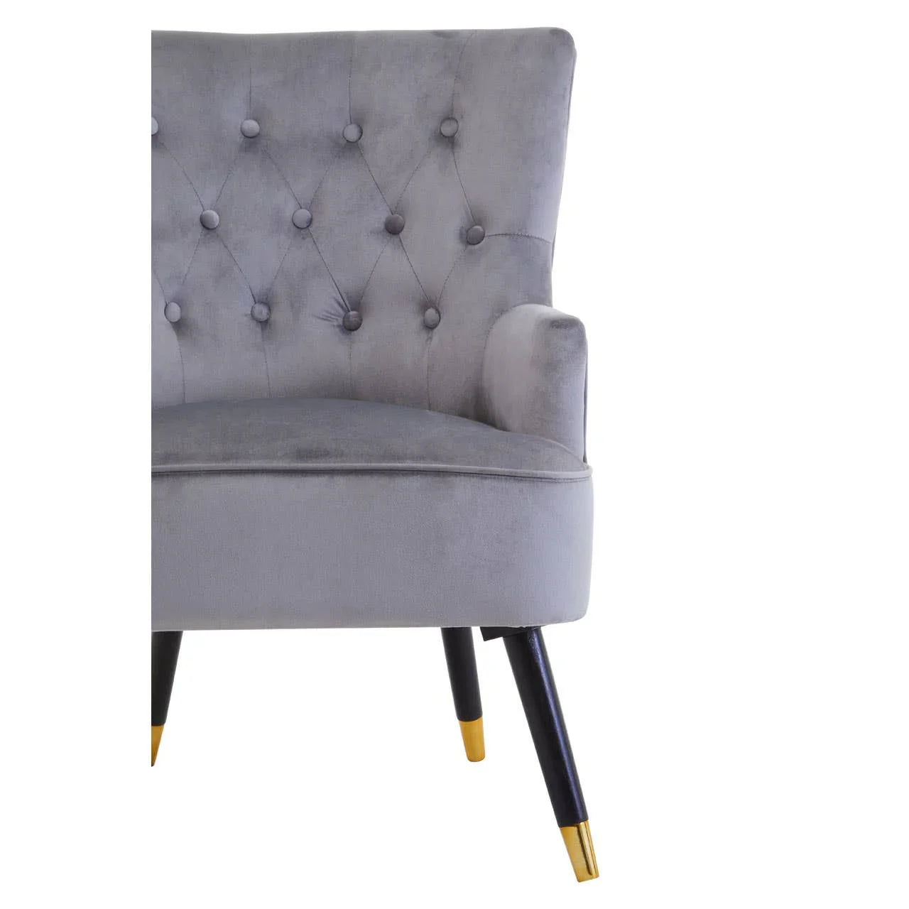 Luxe Grey Velvet Tufted Chair