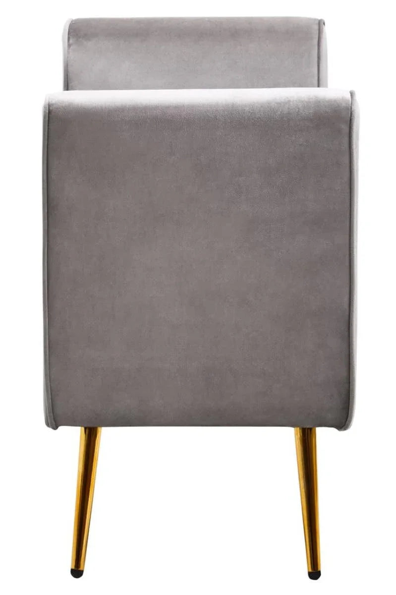 Luxe Grey Velvet Storage Bench