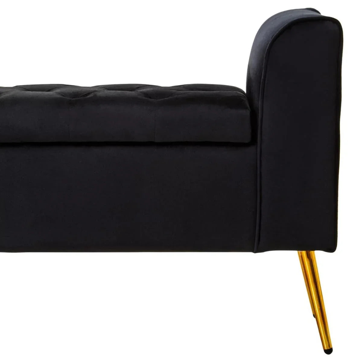 Luxe Black Velvet Storage Bench
