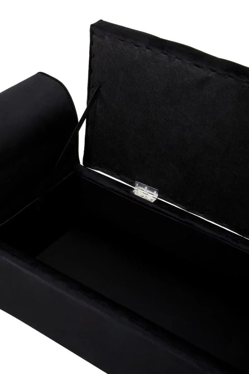 Luxe Black Velvet Storage Bench