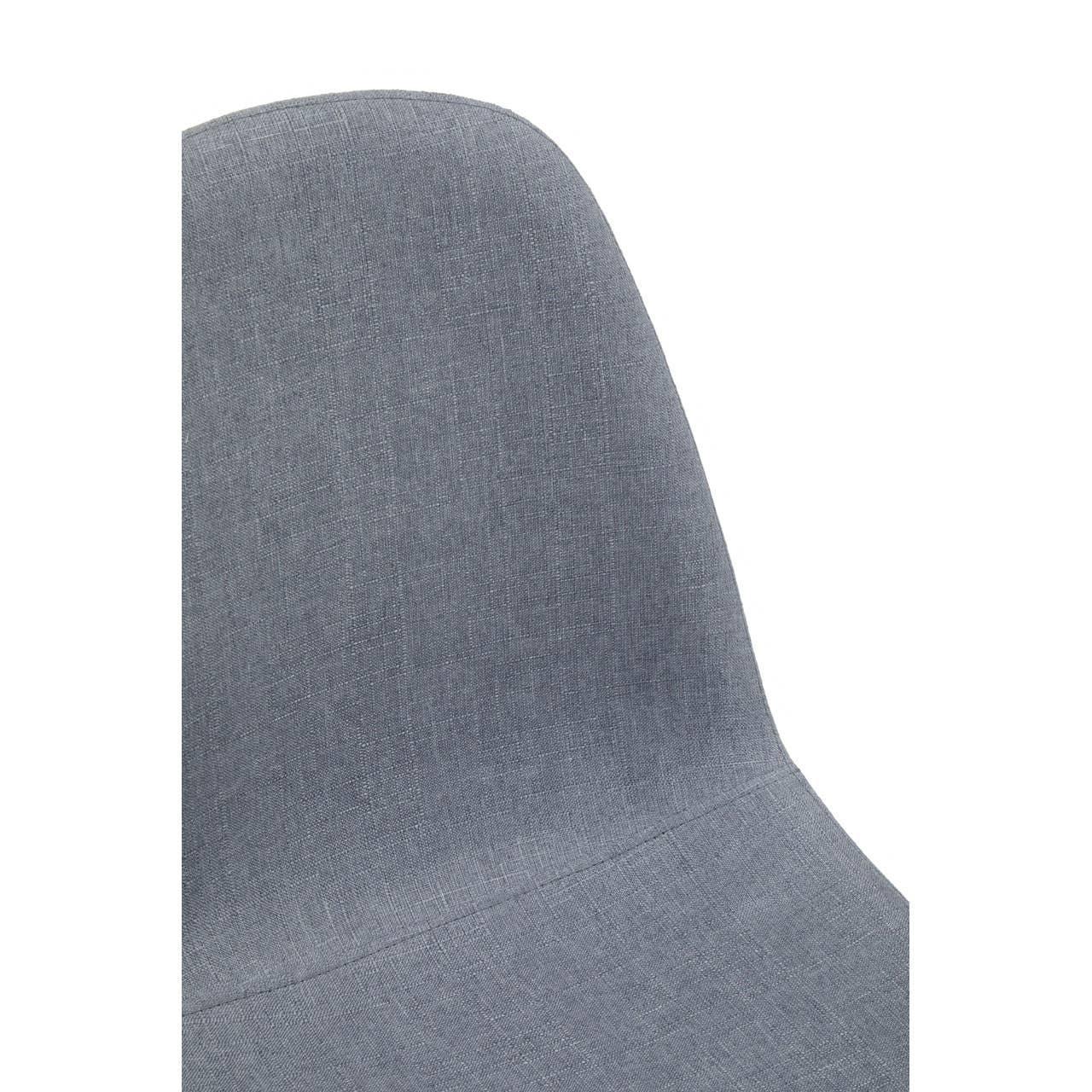 Grey fabric dining chair backrest in close-up view