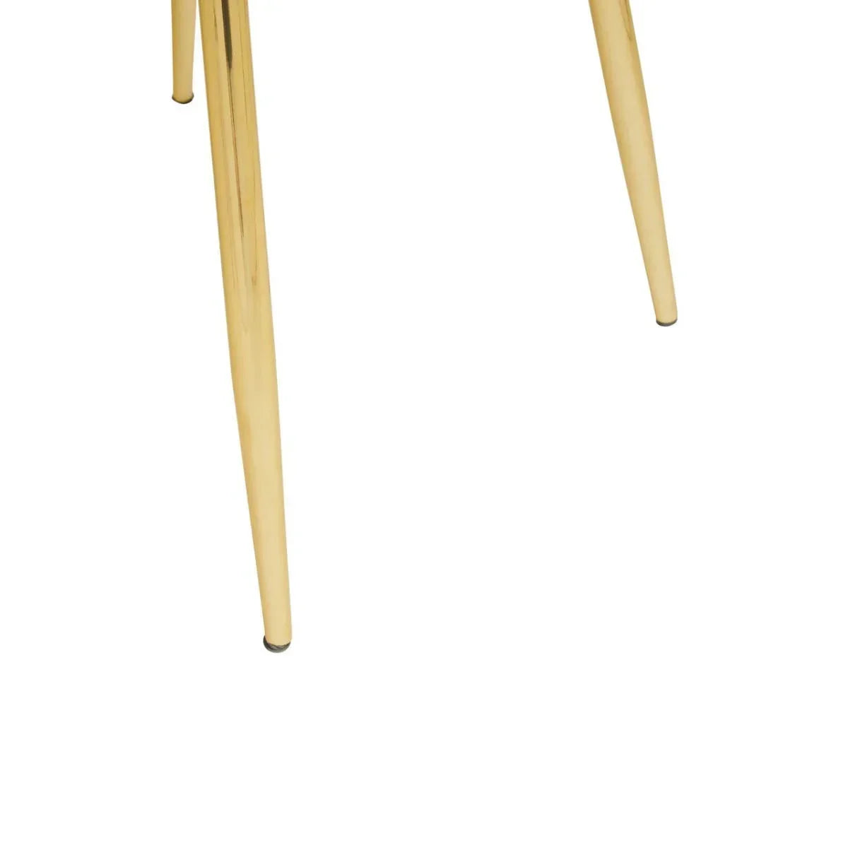 Slim gold metal chair legs with shiny finish, close-up view for modern furniture design