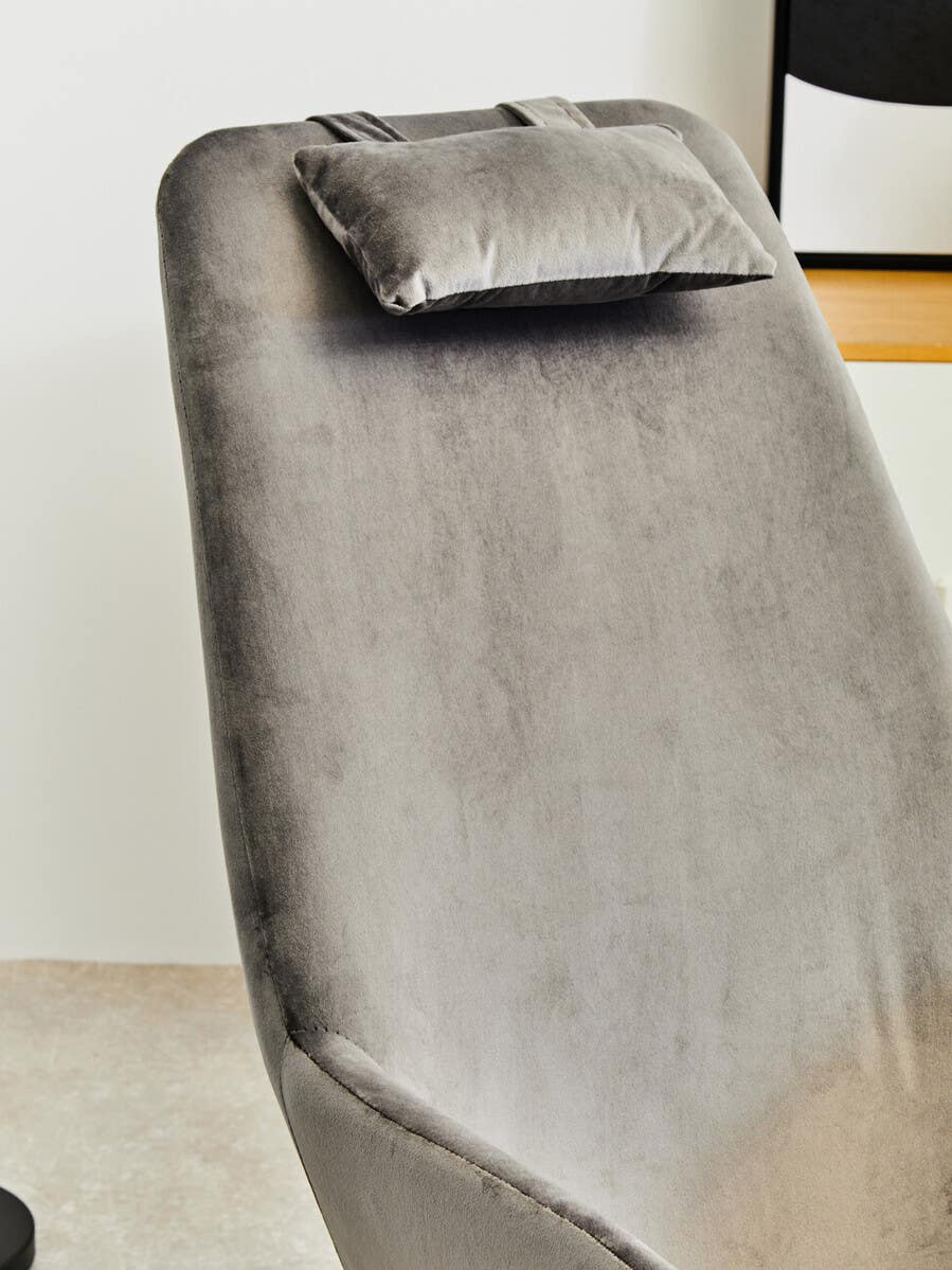 Plush Grey Velvet Rocker