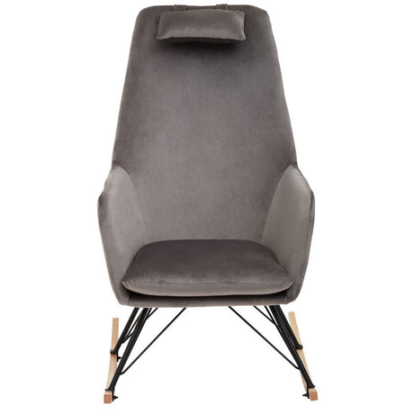 Plush Grey Velvet Rocker