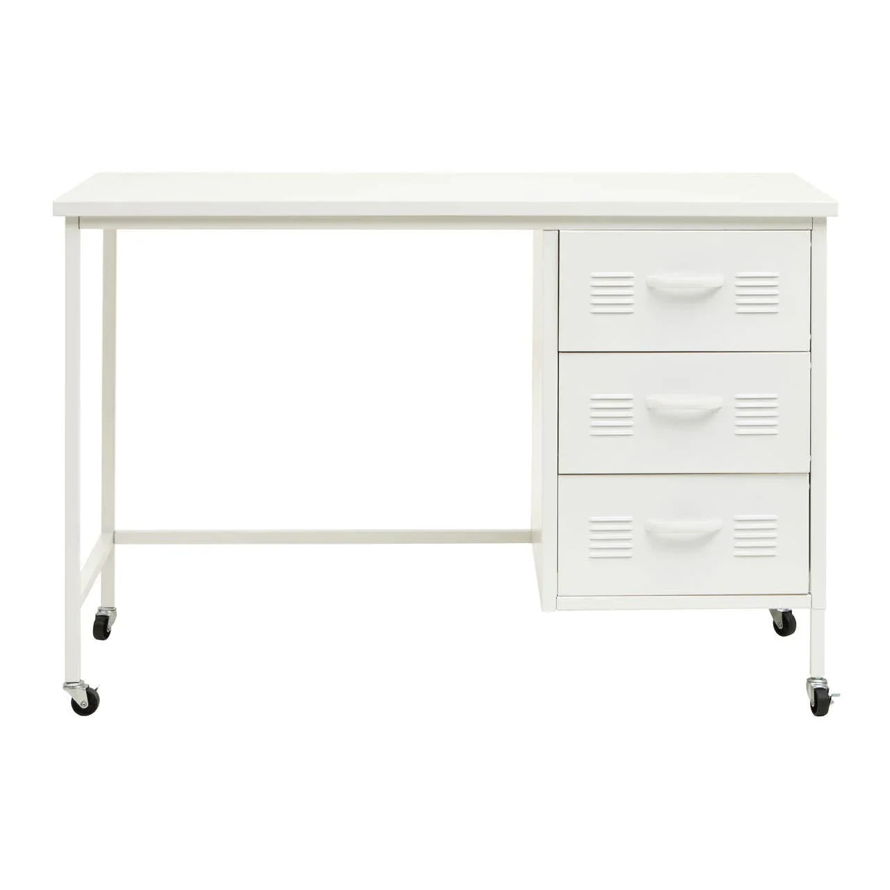 White Metal Desk with Drawers