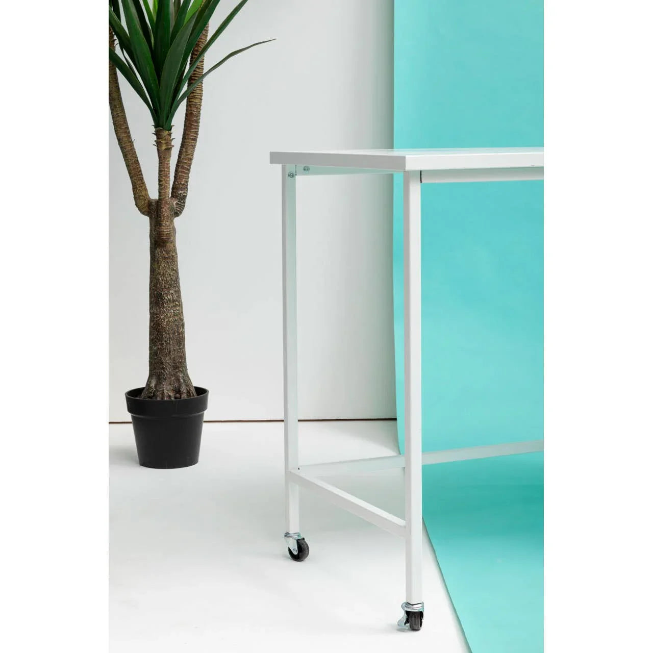 White Metal Desk with Drawers