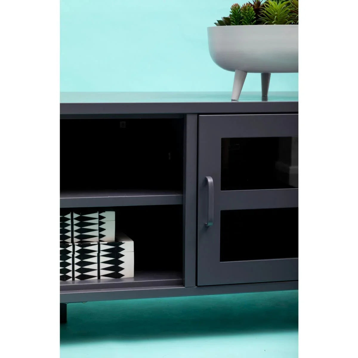 Sleek Metal Media Storage Unit