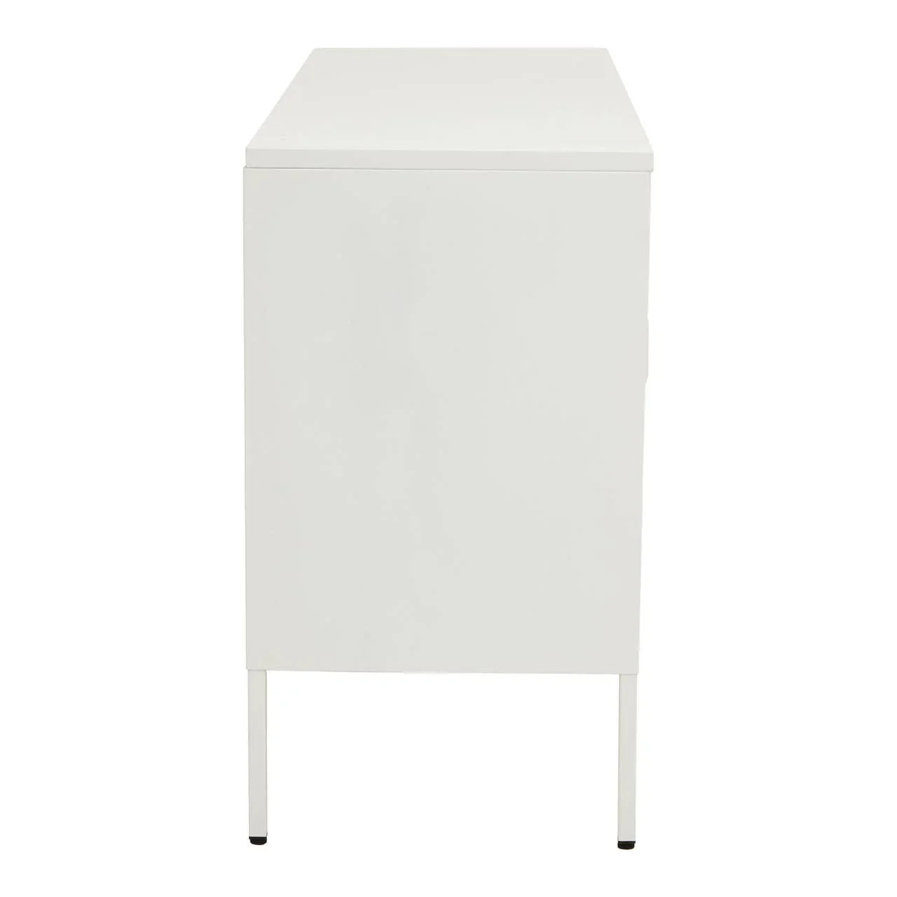 White Metal Sideboard with Glass Doors - Stylish Storage Solution