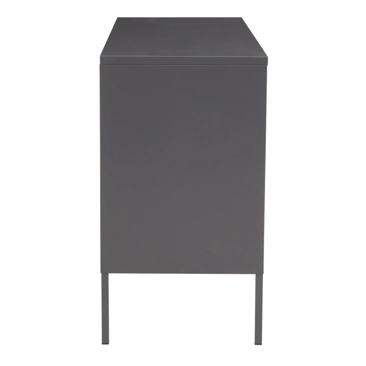 Grey Metal Sideboard with Glass Doors and Adjustable Shelves
