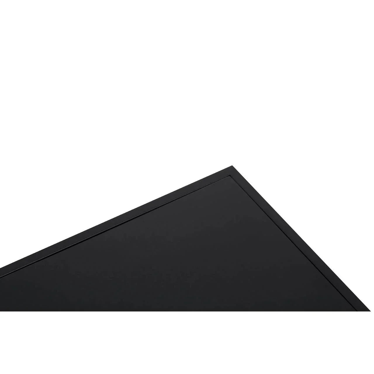 black metal dining table corner with smooth surface detail