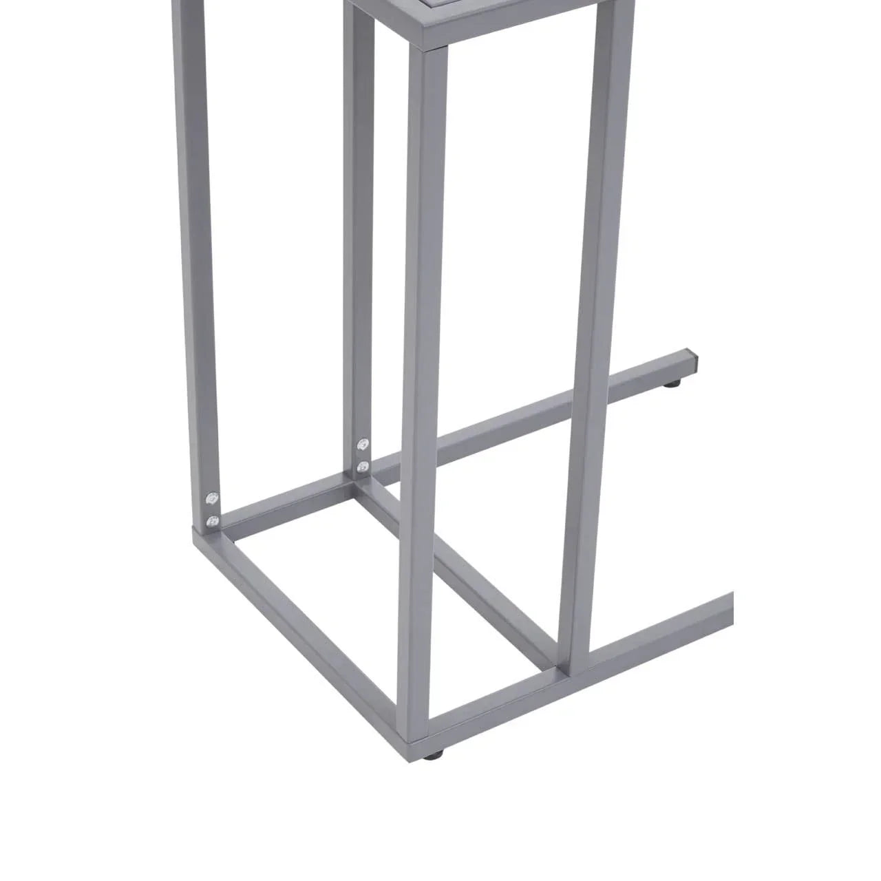 Silver metal table legs with square frame and crossbar support