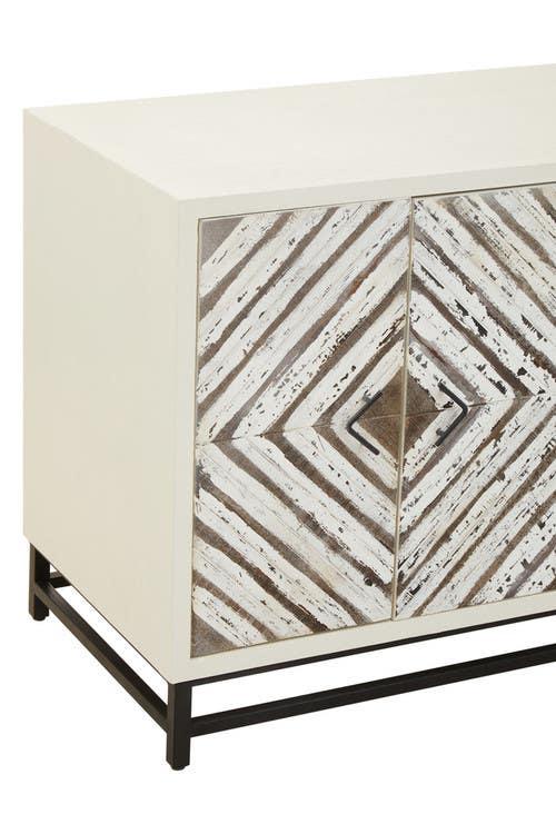 Lombok Wood Pattern Door Sideboard - Geometric Elegance