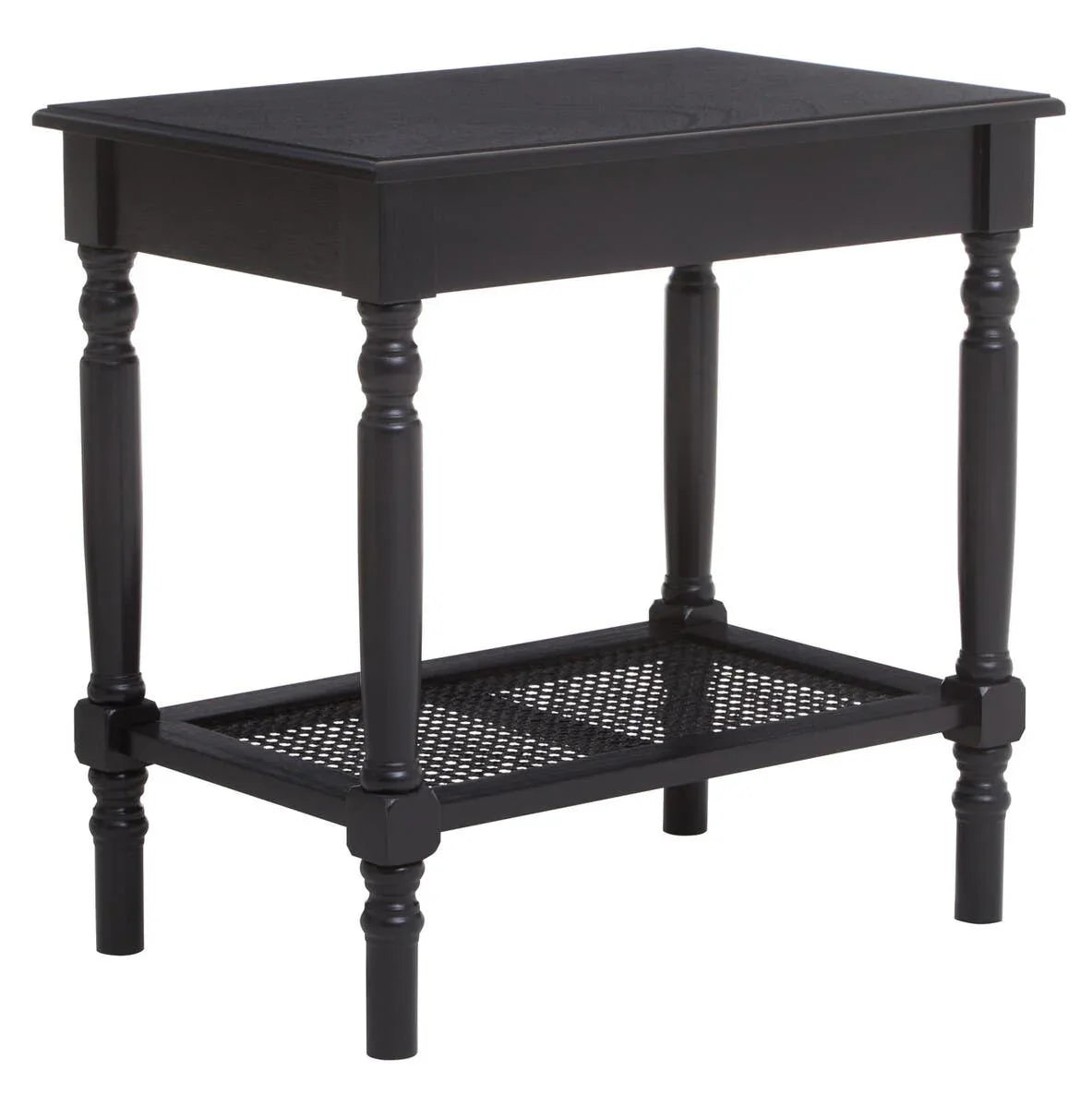 Antique Black Cane Side Table