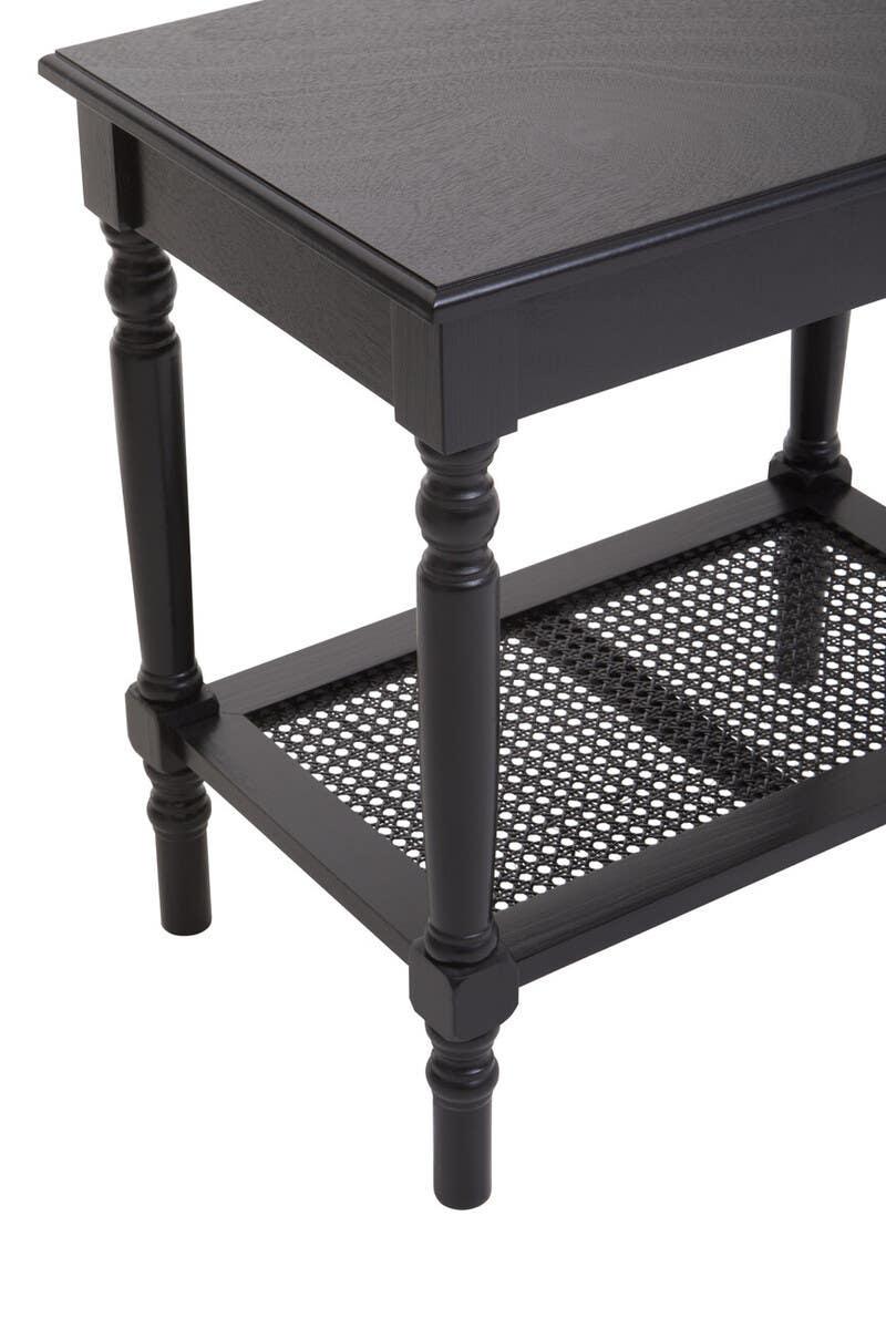Antique Black Cane Side Table