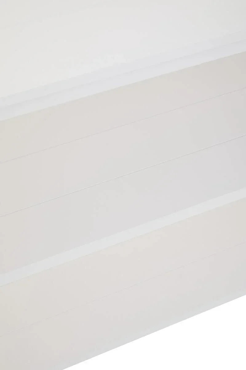 White gloss chest of drawers with horizontal panel detailing
