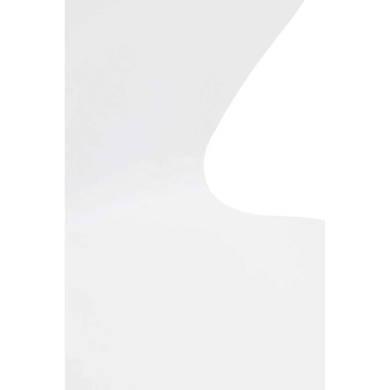 Glossy white furniture panel with curved edge detail