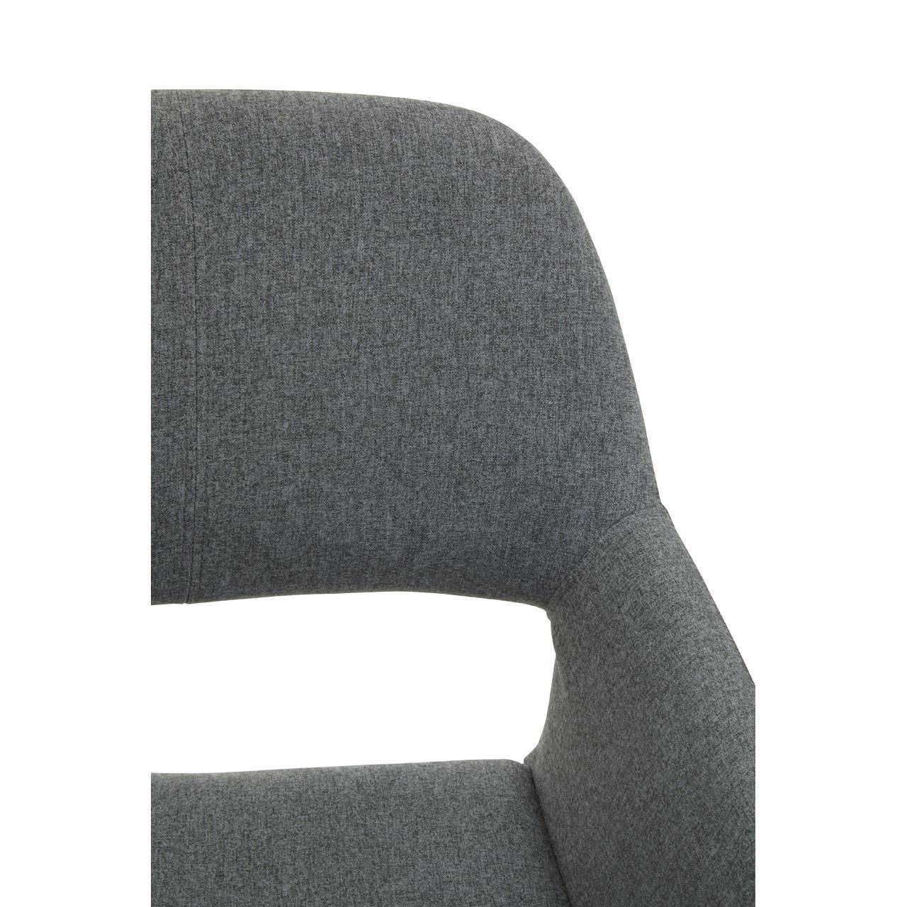 Closeup of grey upholstered chair backrest with modern fabric texture