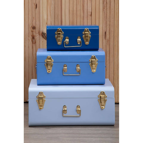 Retro Blue Storage Trunks Set