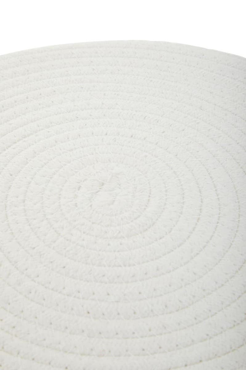 Round stool with a textured white top featuring concentric circular patterns, set against a natural wood base. The design combines modern aesthetics with a minimalist style, suitable for various home decor settings