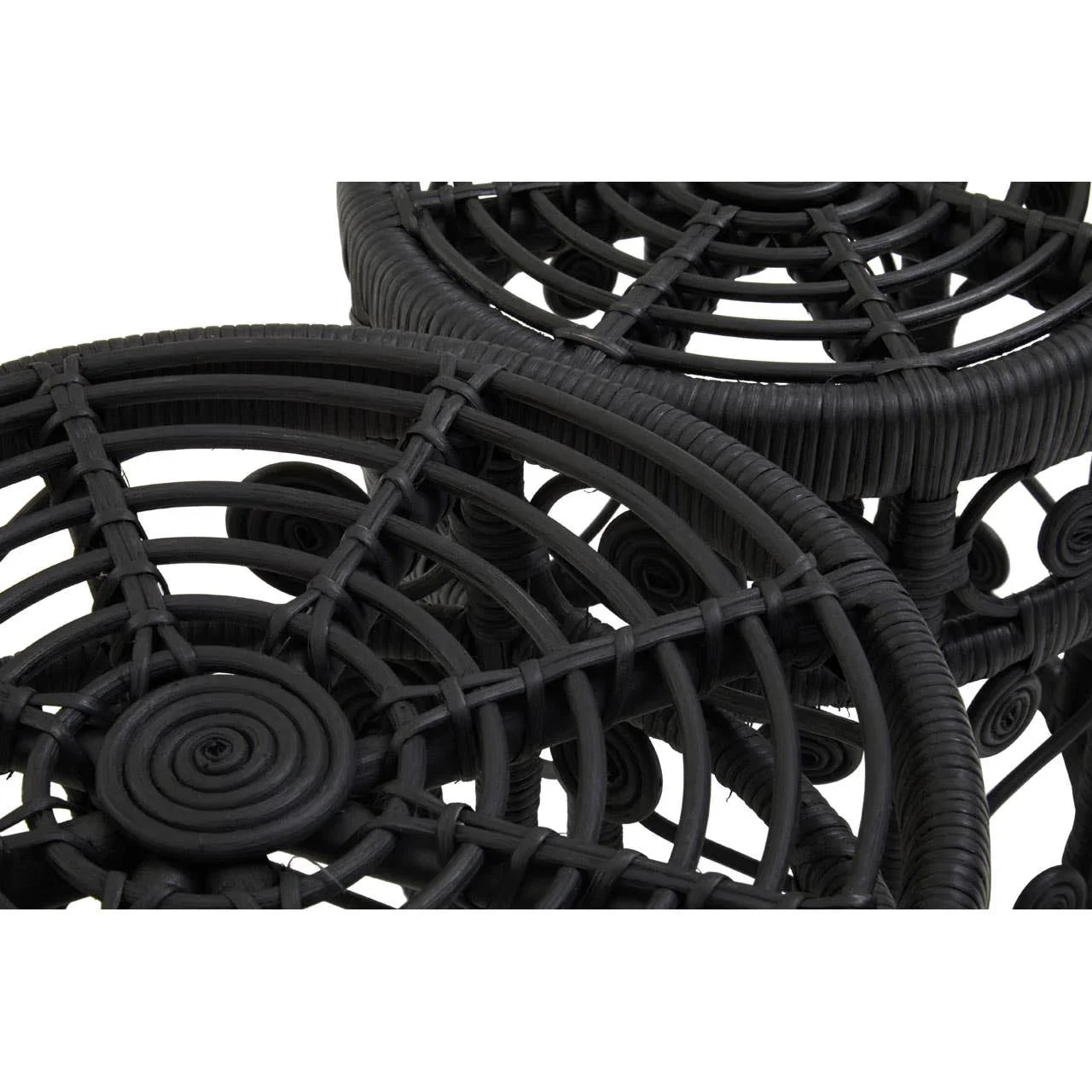 Black Rattan Modern Side Tables