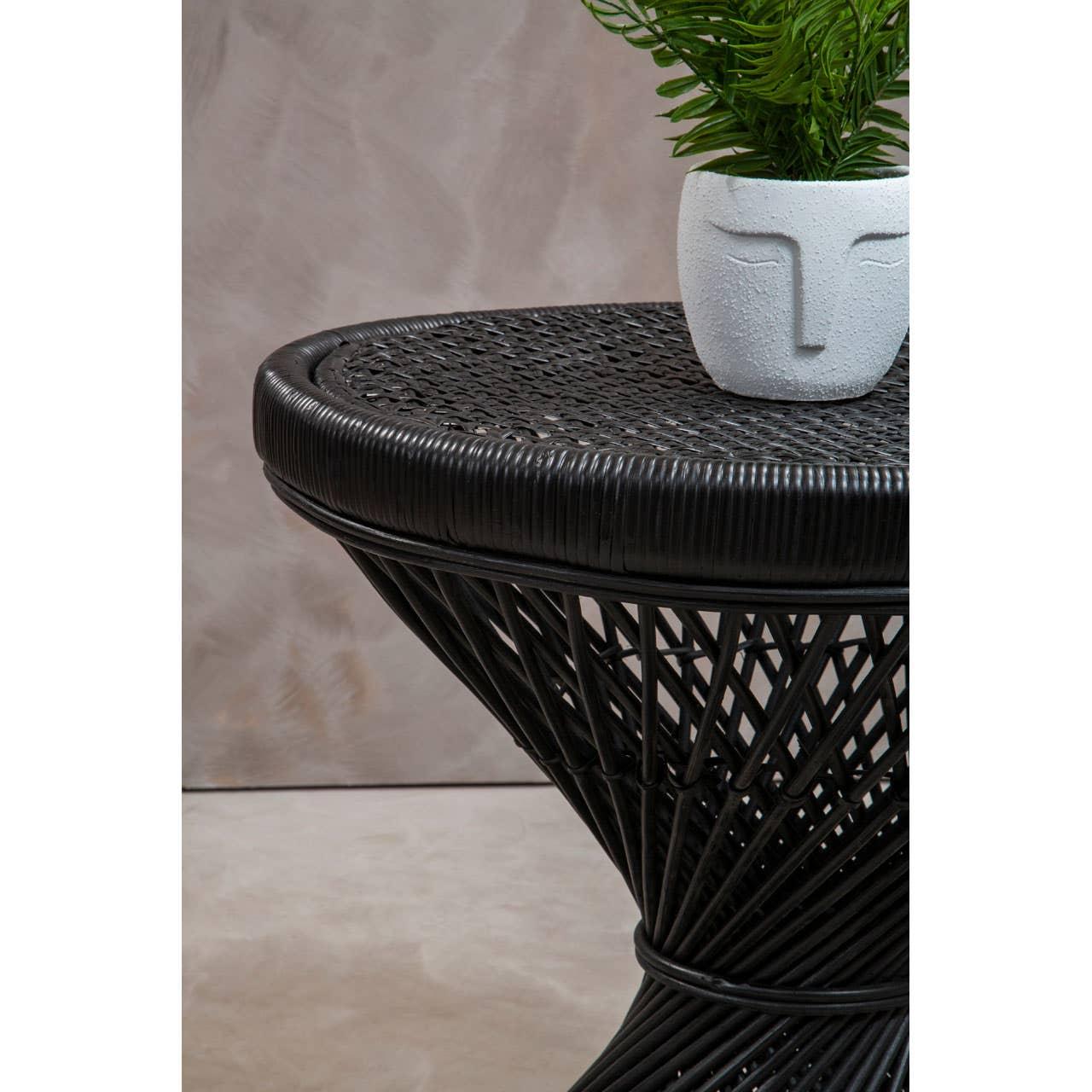 Twisted Rattan Black Table