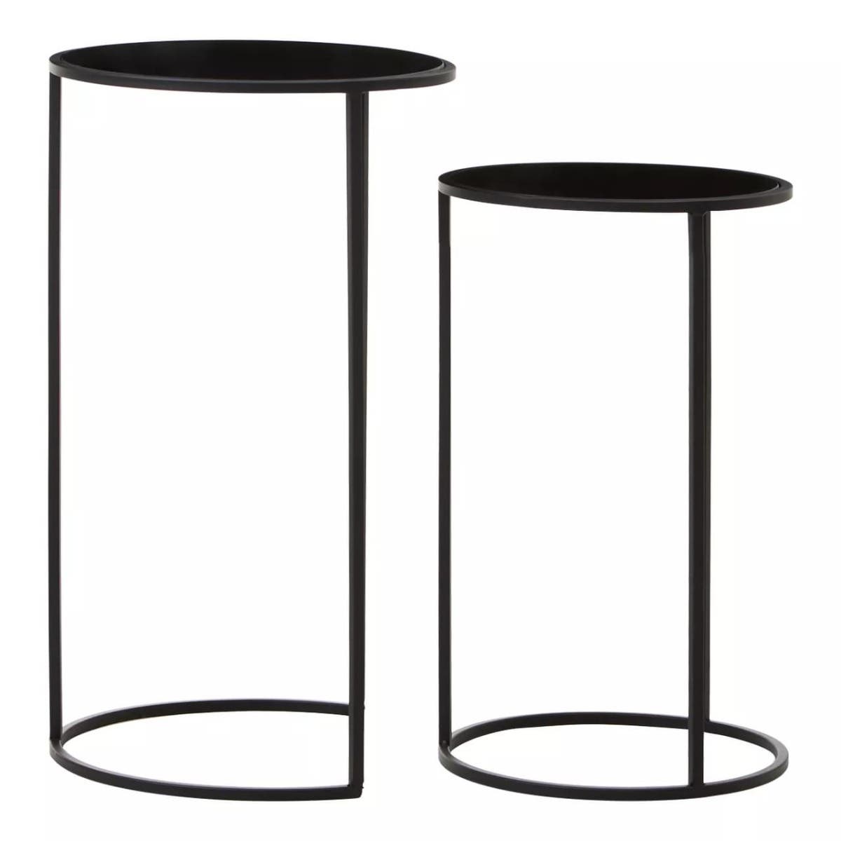 Black Mirrored Plant Stand Set