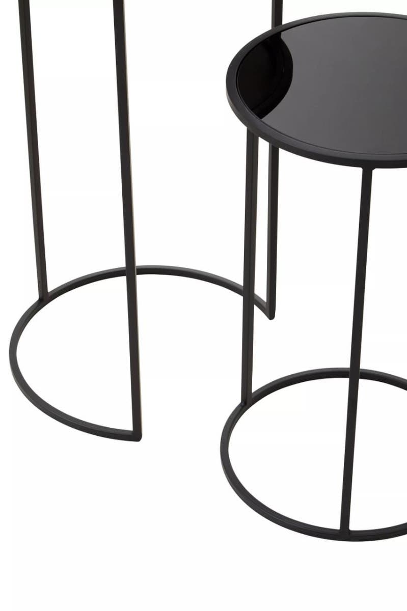 Black Mirrored Plant Stand Set